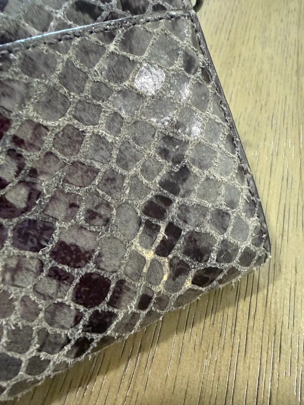 Michael Kors Snake-Embossed Crossbody in Taupe and Silver